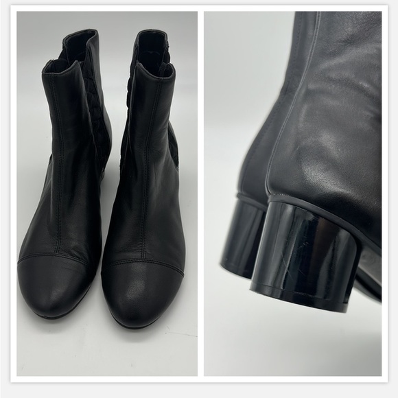 Nine West Chelsea Black Leather Icelando Heel Booties-Size 6-Oval/Round Heel - Picture 1 of 9